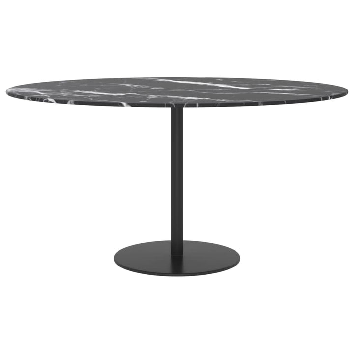 bordplade Ø80x1 cm hærdet glas med marmordesign sort