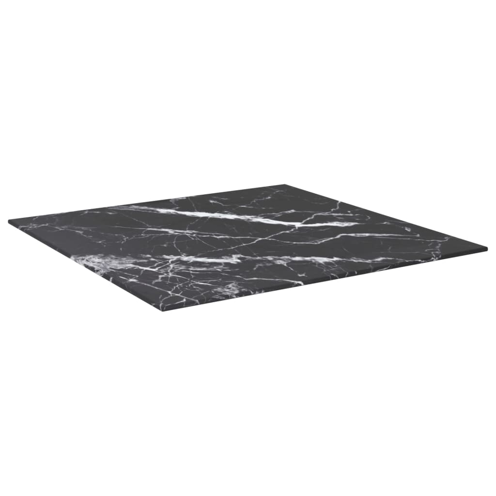bordplade 60x60 cm 6 mm hærdet glas med marmordesign sort