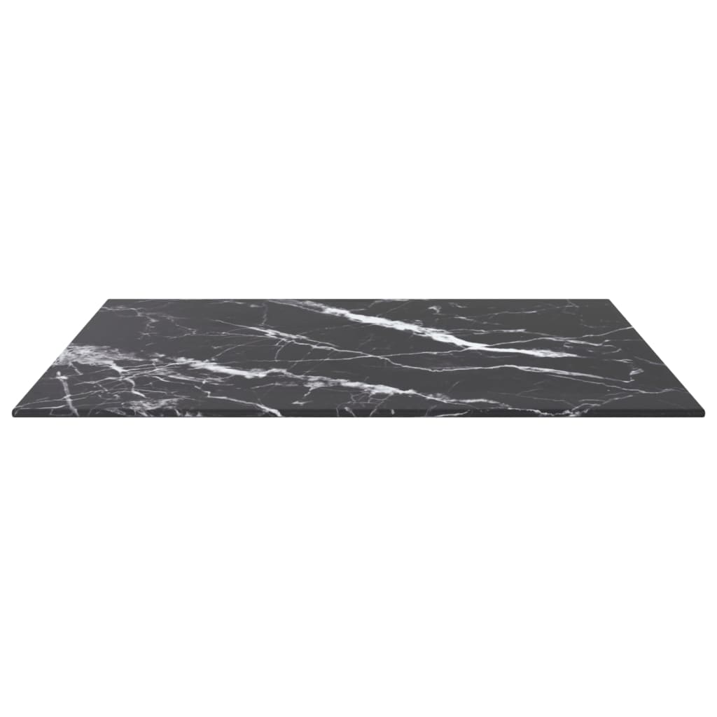 bordplade 60x60 cm 6 mm hærdet glas med marmordesign sort