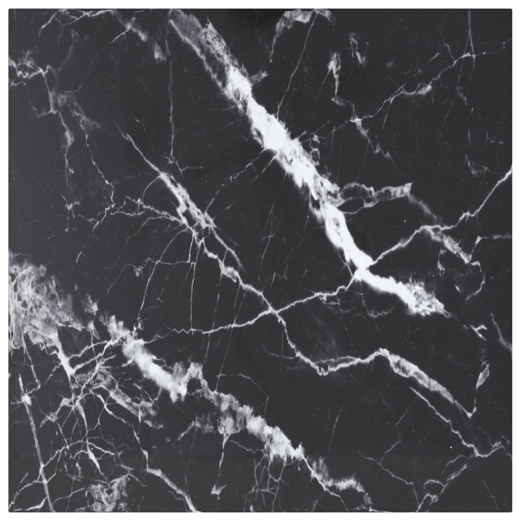 bordplade 70x70 cm 6 mm hærdet glas med marmordesign sort
