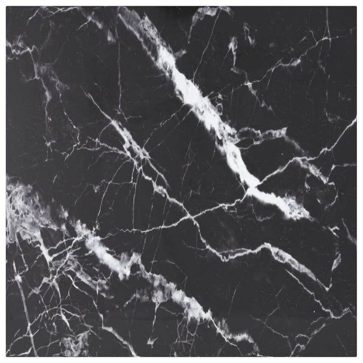 bordplade 70x70 cm 6 mm hærdet glas med marmordesign sort