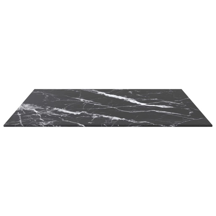 bordplade 70x70 cm 6 mm hærdet glas med marmordesign sort
