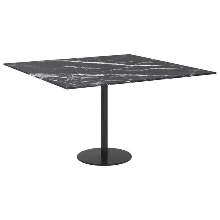 bordplade 70x70 cm 6 mm hærdet glas med marmordesign sort