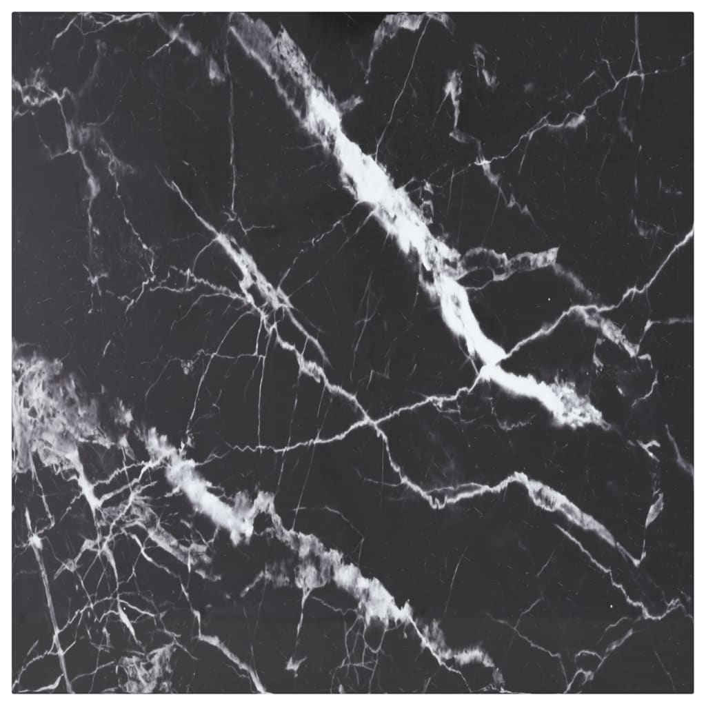 bordplade 80x80 cm 6 mm hærdet glas med marmordesign sort