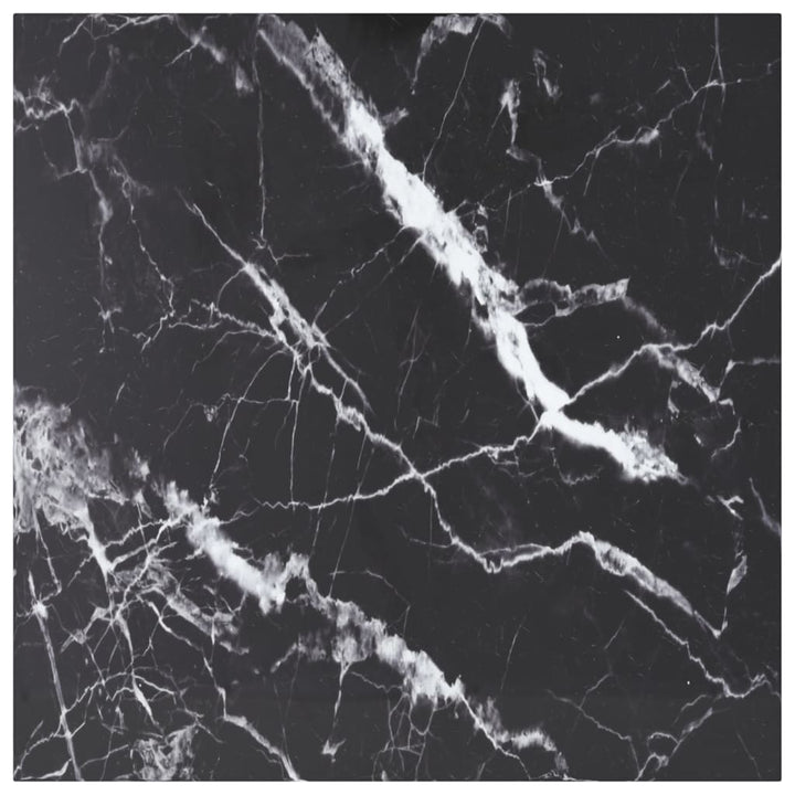 bordplade 80x80 cm 6 mm hærdet glas med marmordesign sort