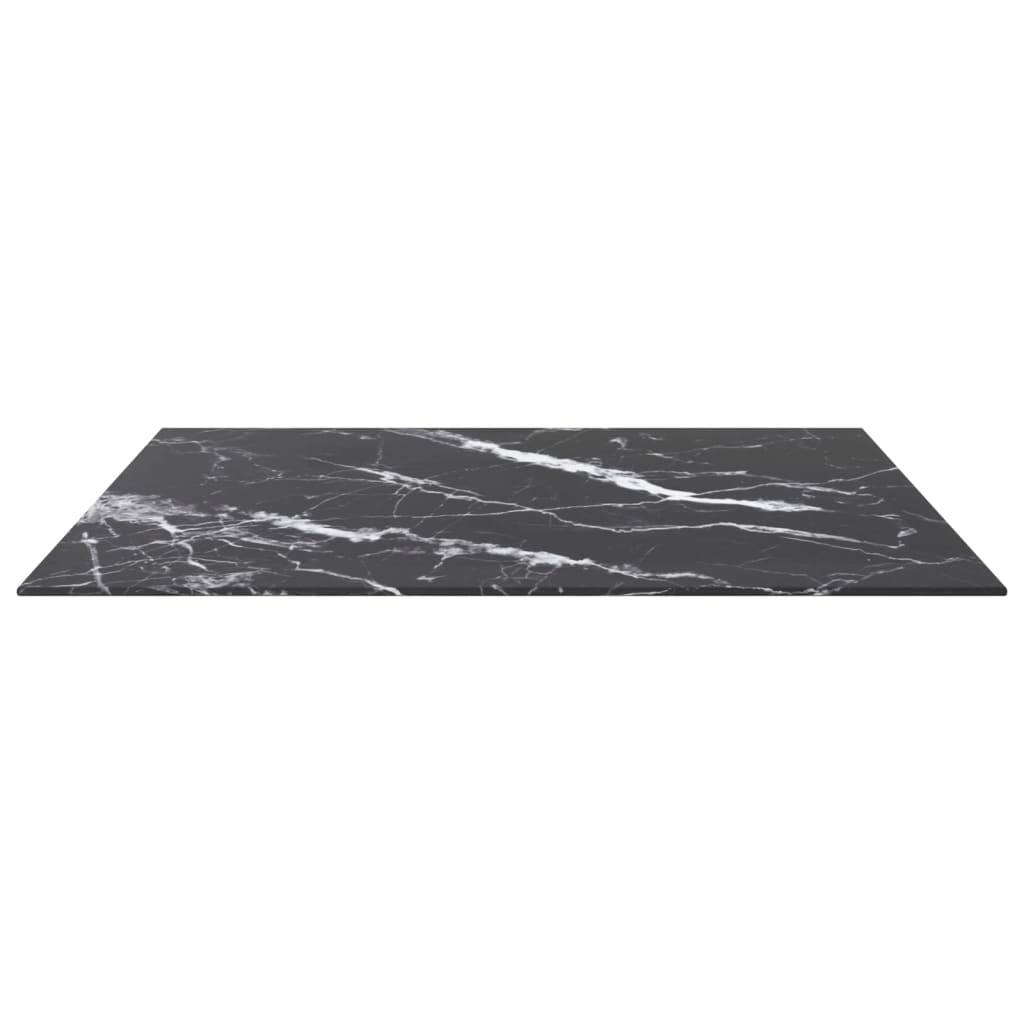 bordplade 80x80 cm 6 mm hærdet glas med marmordesign sort