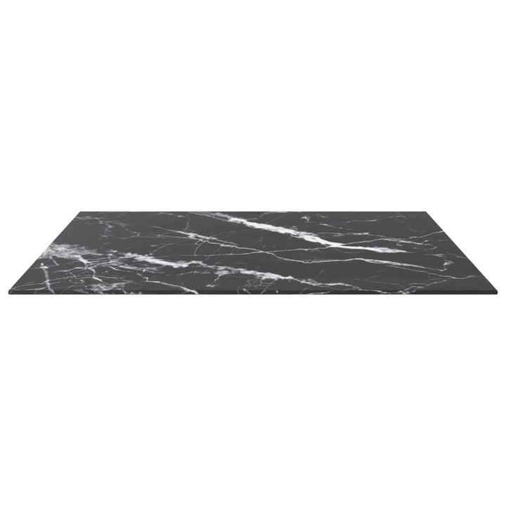 bordplade 80x80 cm 6 mm hærdet glas med marmordesign sort