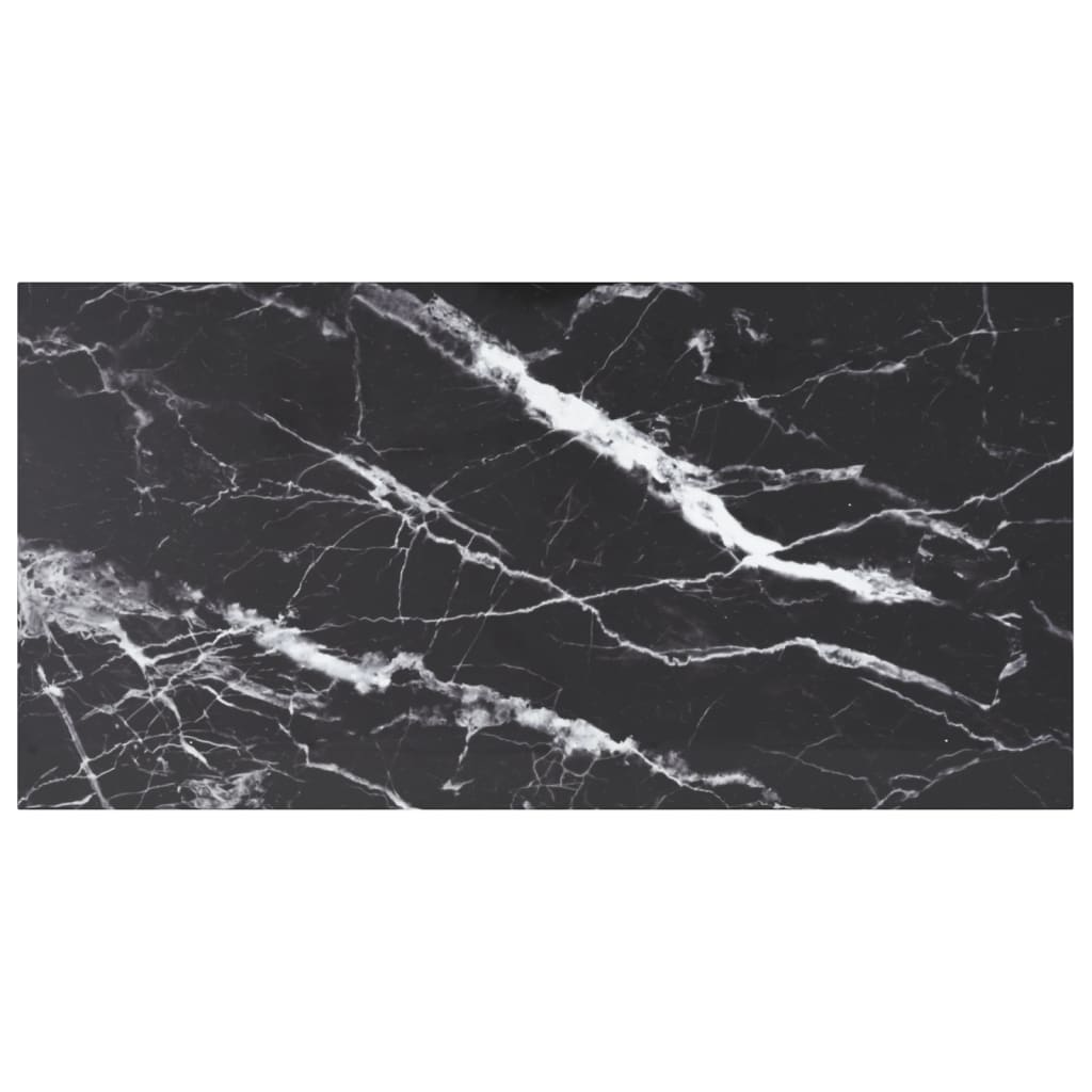 bordplade 100x50 cm 6 mm hærdet glas med marmordesign sort
