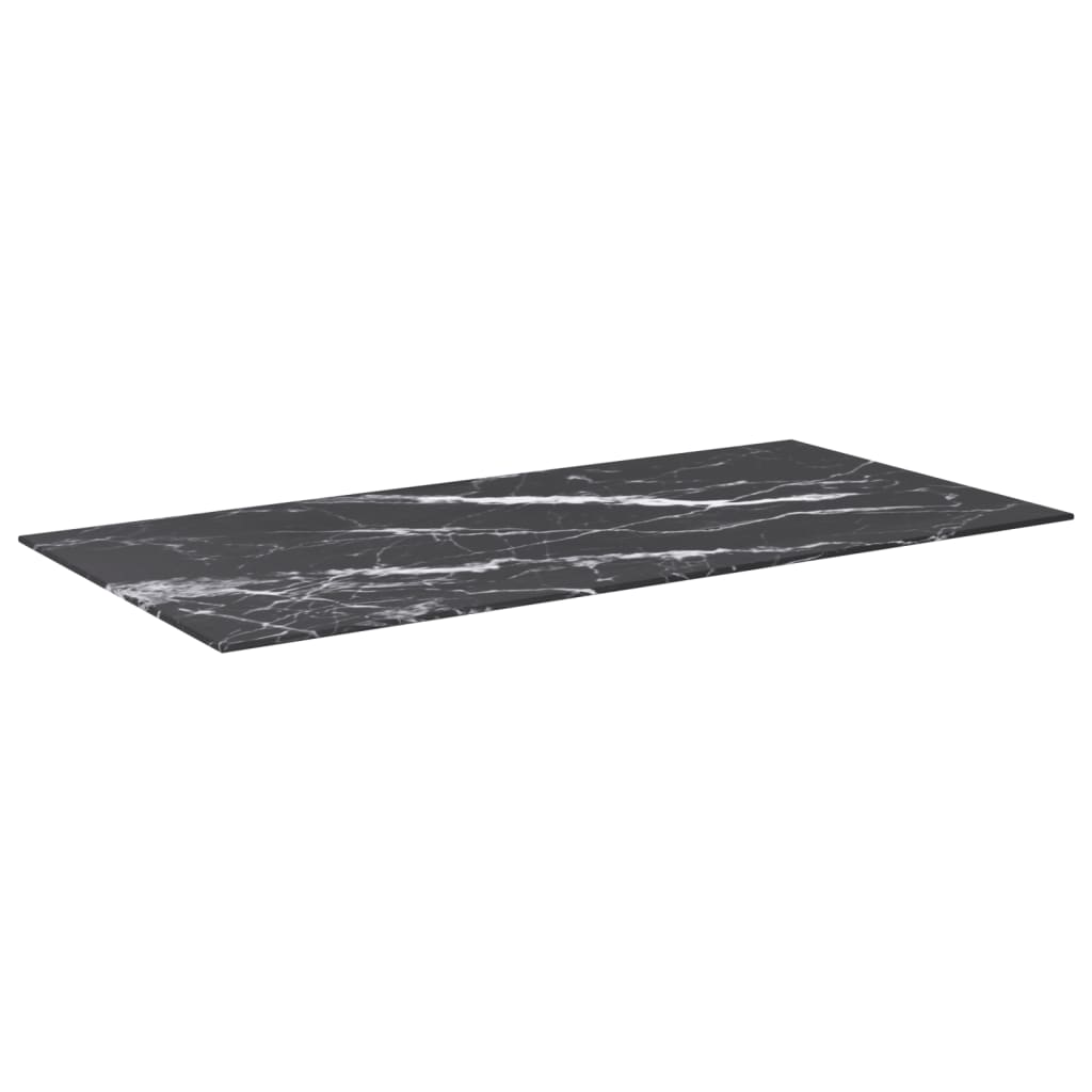 bordplade 100x50 cm 6 mm hærdet glas med marmordesign sort