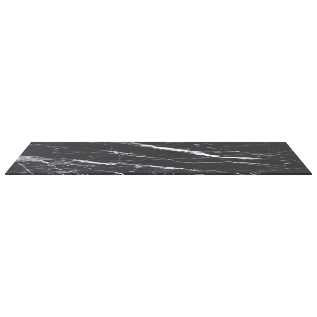 bordplade 100x50 cm 6 mm hærdet glas med marmordesign sort