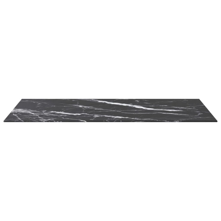 bordplade 100x50 cm 6 mm hærdet glas med marmordesign sort