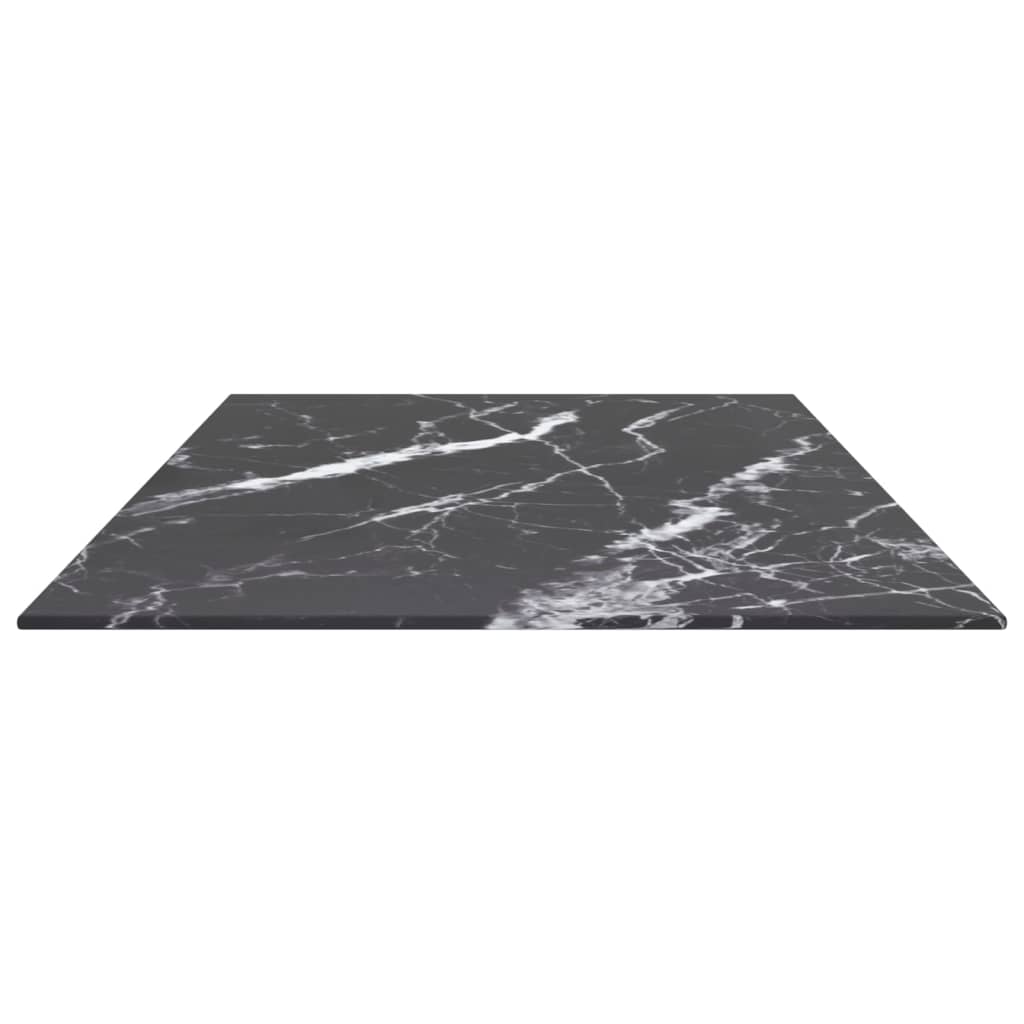 bordplade 100x50 cm 6 mm hærdet glas med marmordesign sort