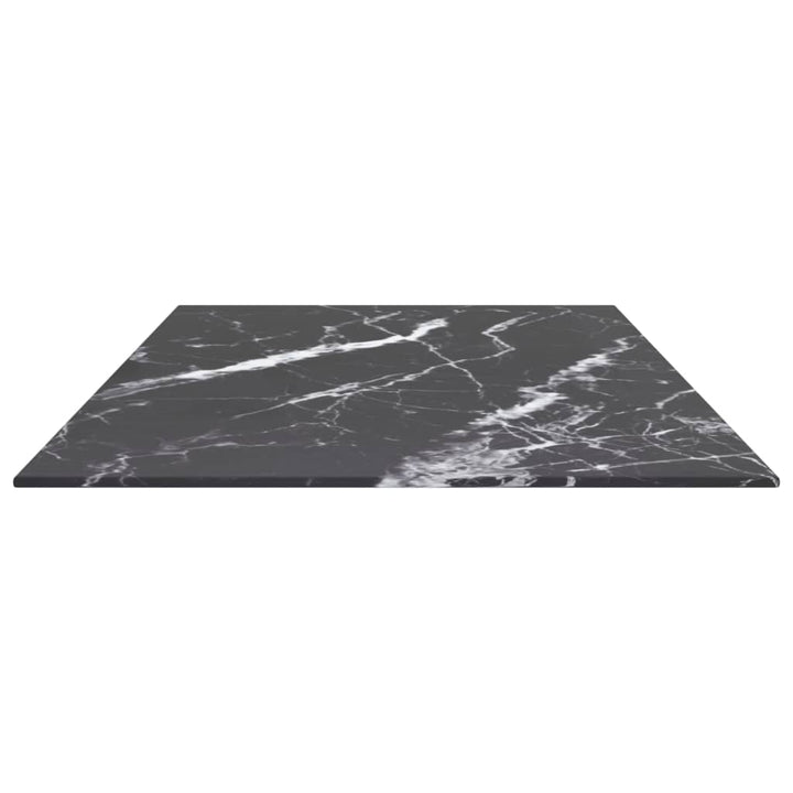 bordplade 100x50 cm 6 mm hærdet glas med marmordesign sort