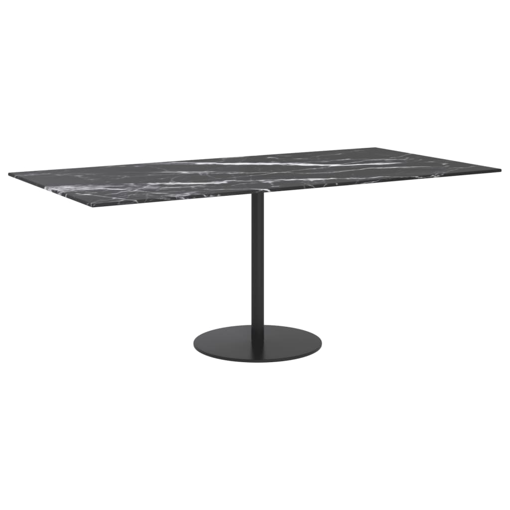 bordplade 100x50 cm 6 mm hærdet glas med marmordesign sort