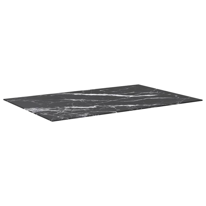 bordplade 100x62 cm 8 mm hærdet glas med marmordesign sort