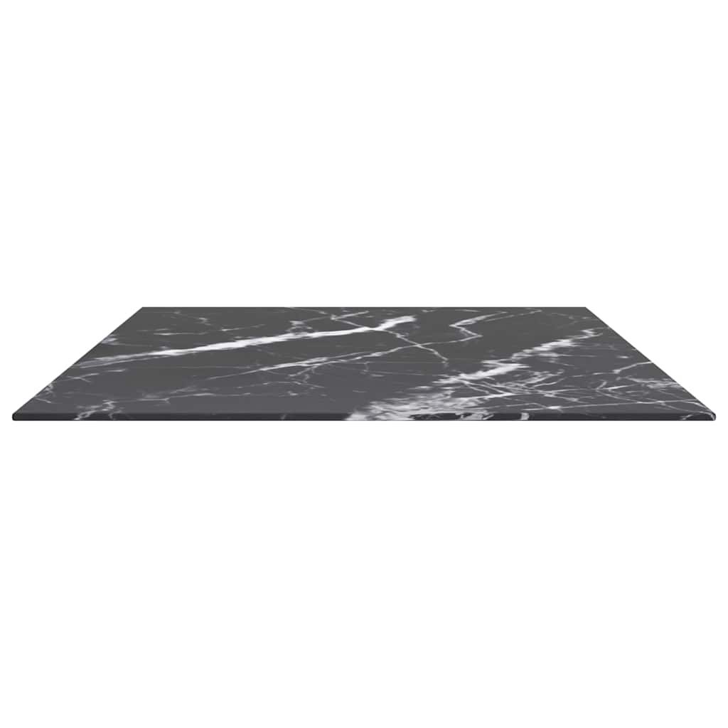 bordplade 100x62 cm 8 mm hærdet glas med marmordesign sort