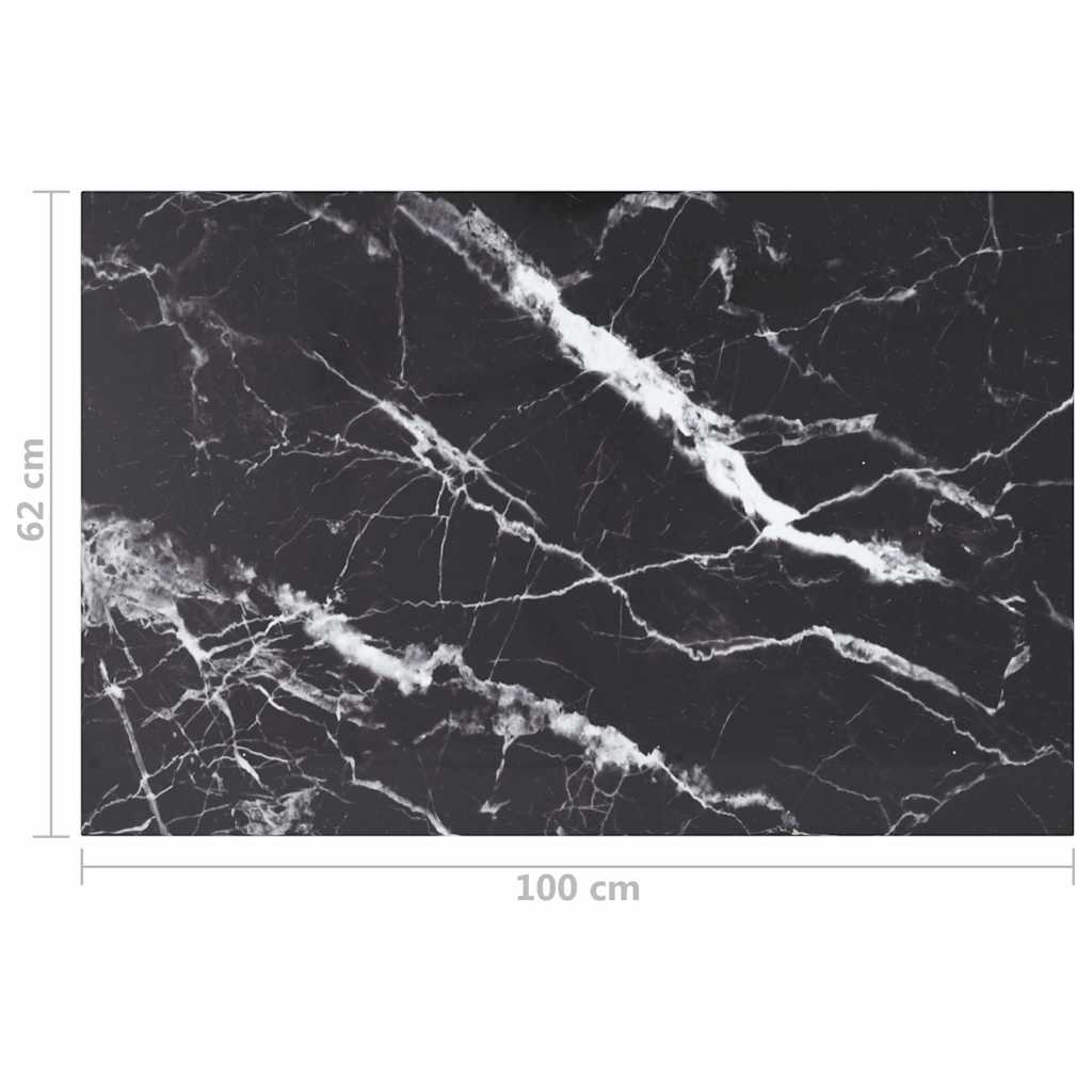 bordplade 100x62 cm 8 mm hærdet glas med marmordesign sort