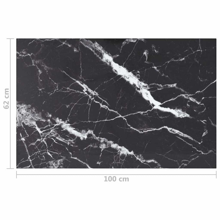 bordplade 100x62 cm 8 mm hærdet glas med marmordesign sort