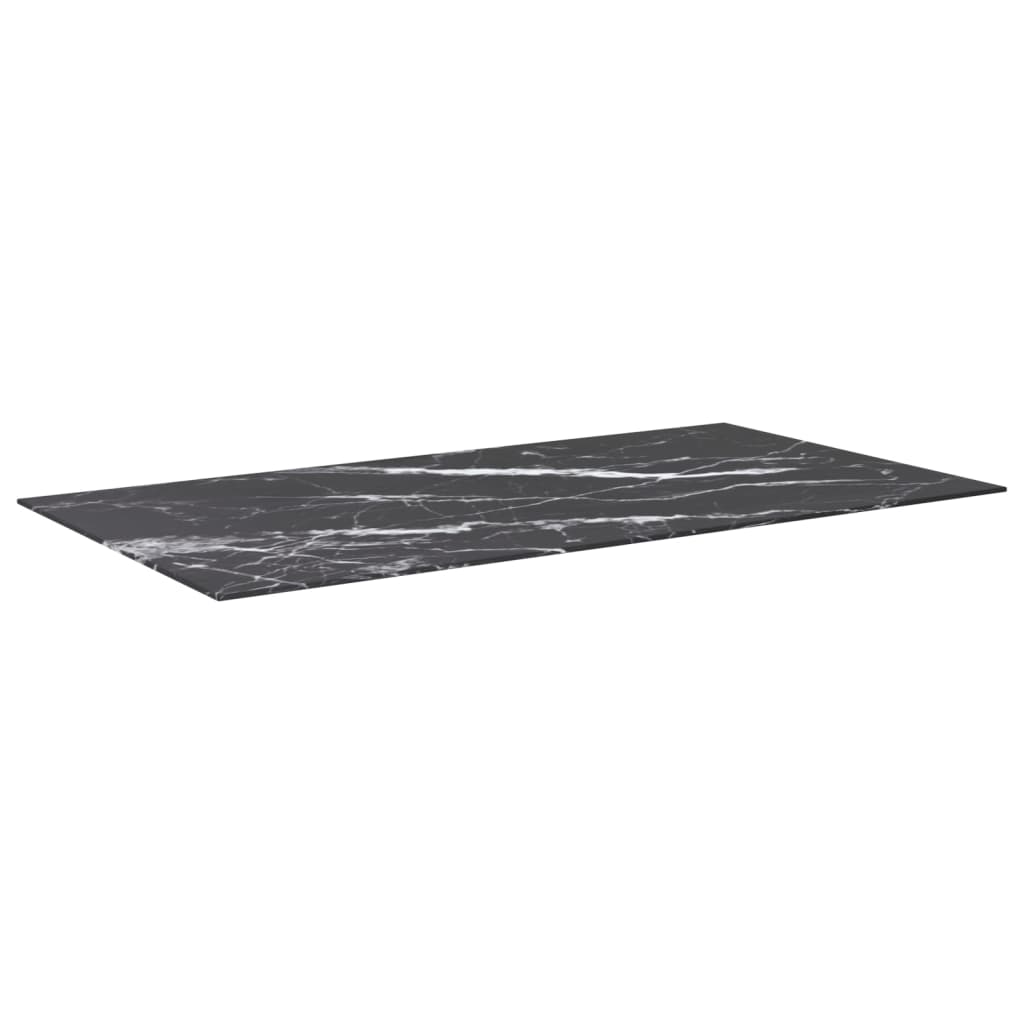 bordplade 120x65 cm 8 mm hærdet glas med marmordesign sort