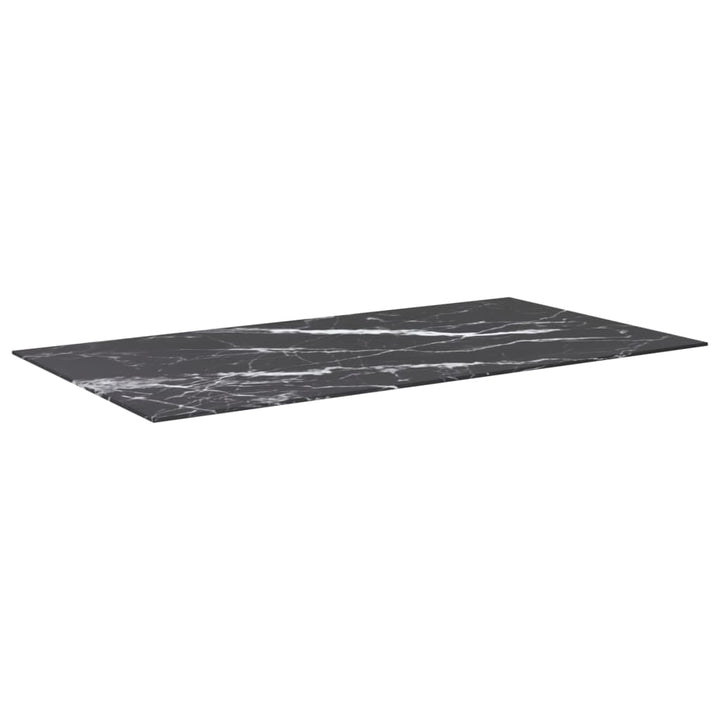 bordplade 120x65 cm 8 mm hærdet glas med marmordesign sort