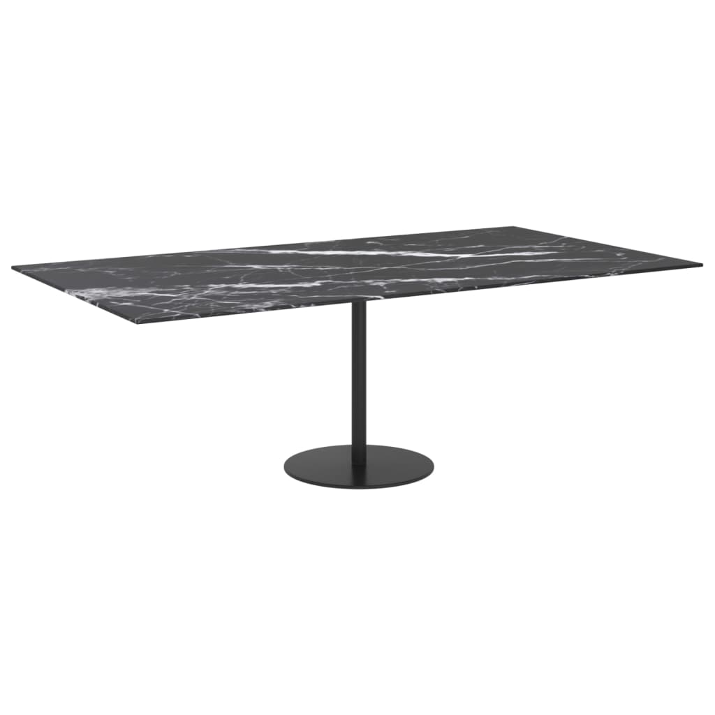 bordplade 120x65 cm 8 mm hærdet glas med marmordesign sort
