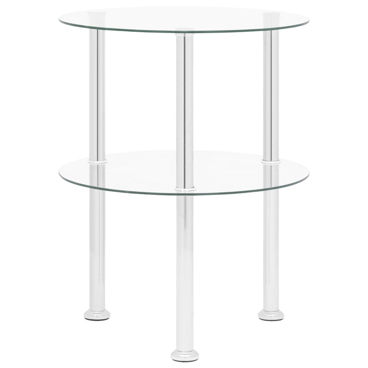 sidebord med hylde 38 cm hærdet glas transparent