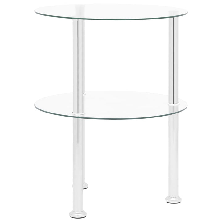 sidebord med hylde 38 cm hærdet glas transparent