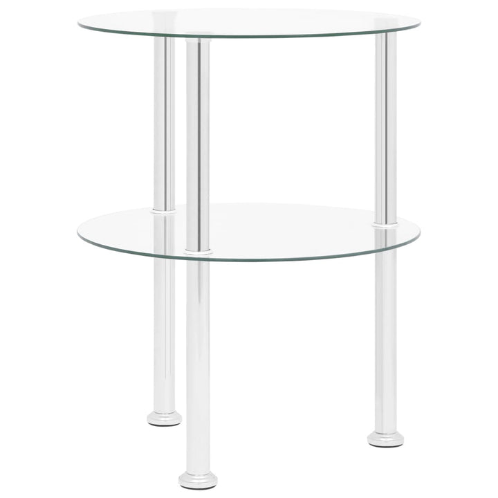 sidebord med hylde 38 cm hærdet glas transparent