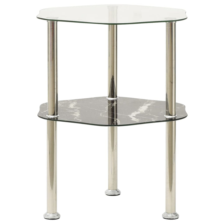 sidebord med hylde 38x38x50 cm hærdet glas transparent og sort