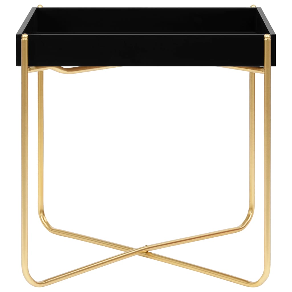 sidebord 38x38x38,5 cm MDF sort og guldfarvet