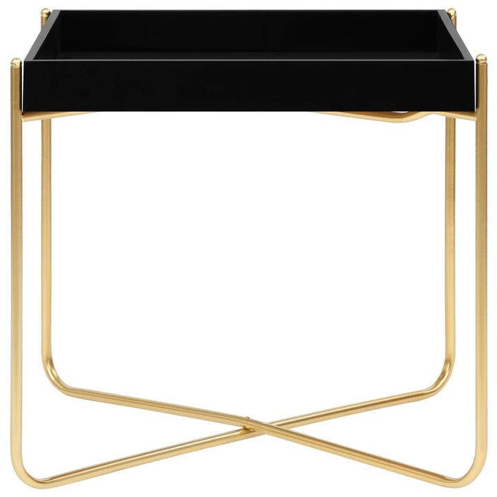 sidebord 38x38x38,5 cm MDF sort og guldfarvet