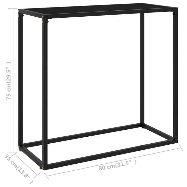konsolbord 80x35x75 cm hærdet glas sort