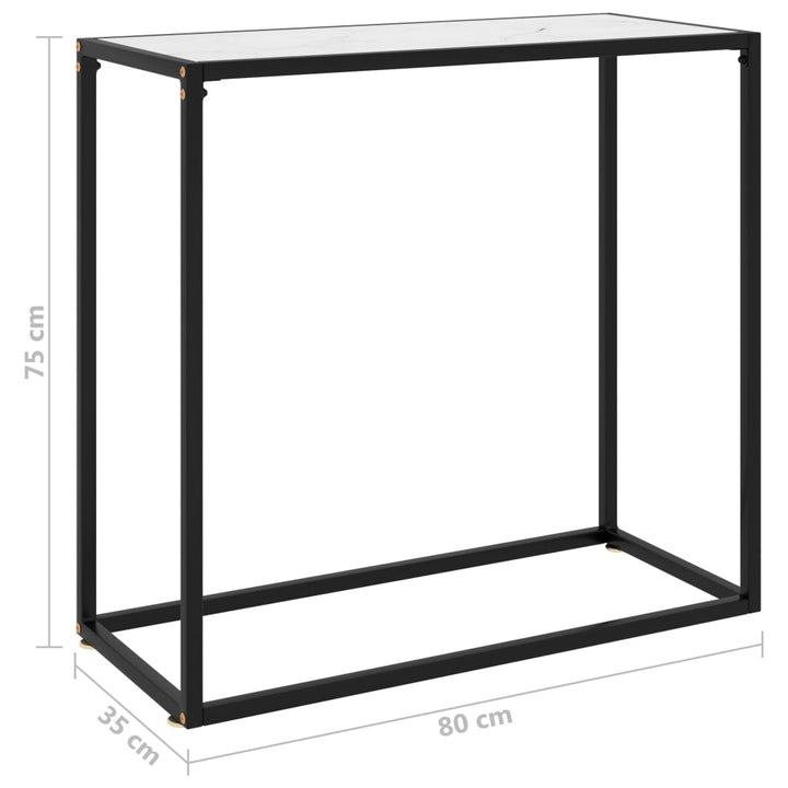 konsolbord 80x35x75 cm hærdet glas hvid