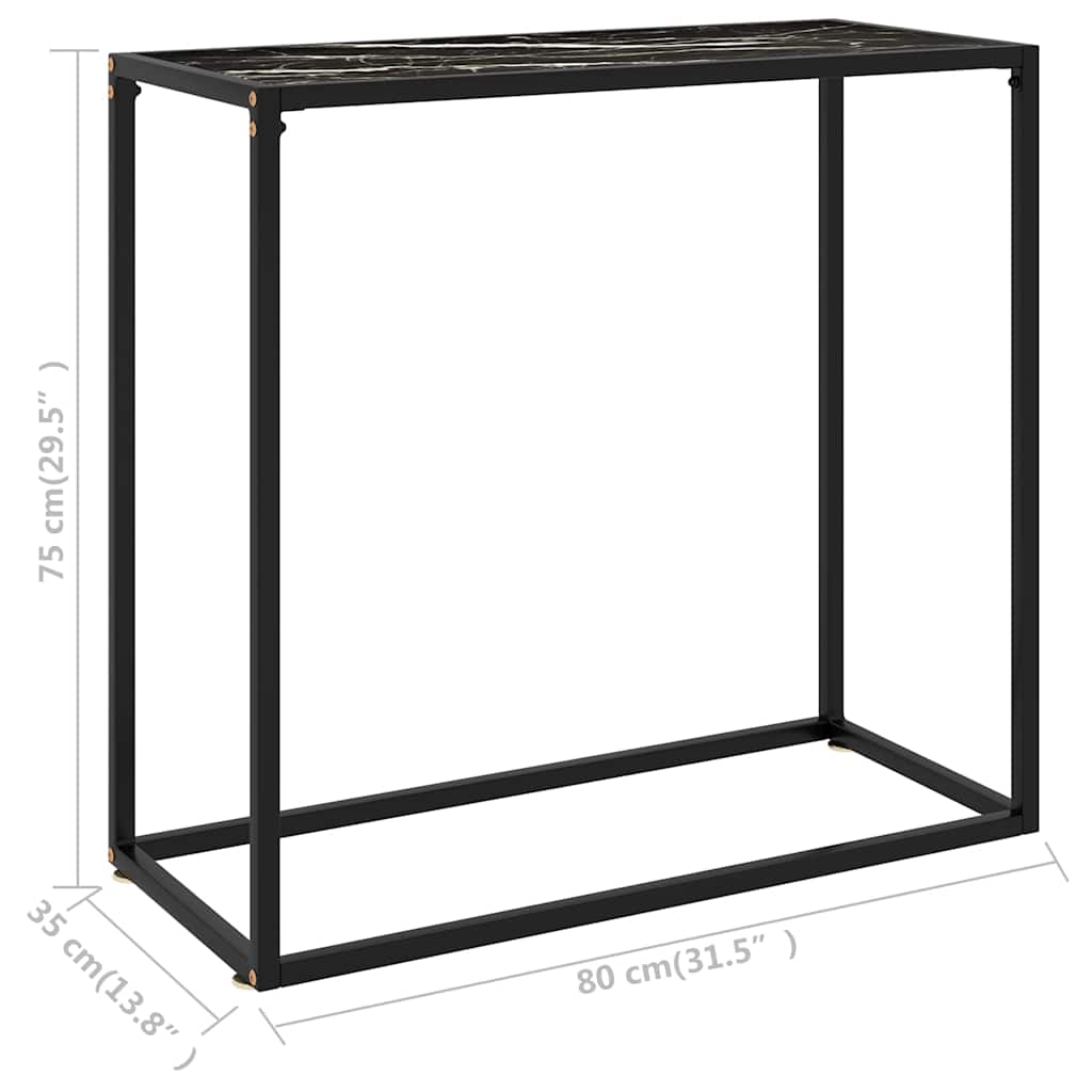 konsolbord 80x35x75 cm hærdet glas sort