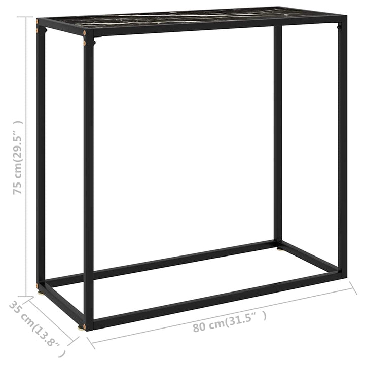 konsolbord 80x35x75 cm hærdet glas sort