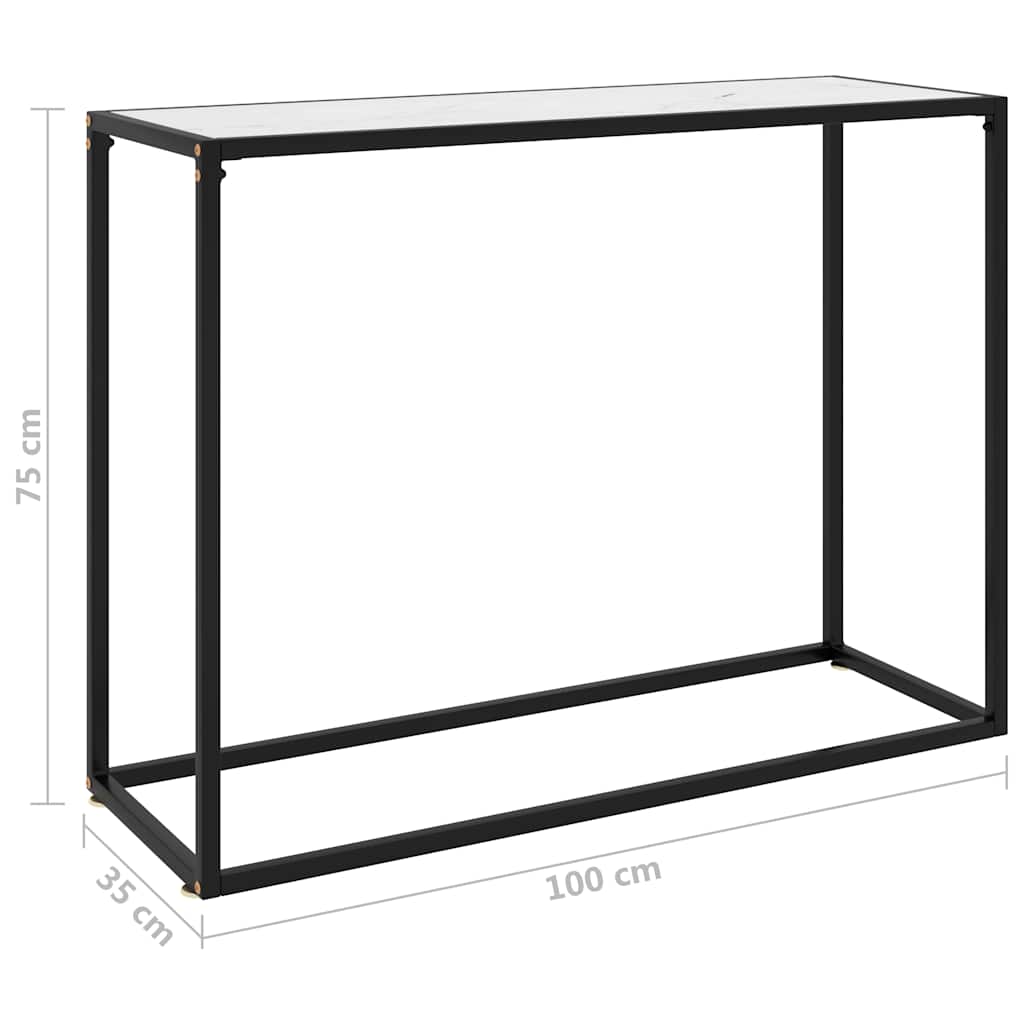 konsolbord 100x35x75 cm hærdet glas hvid