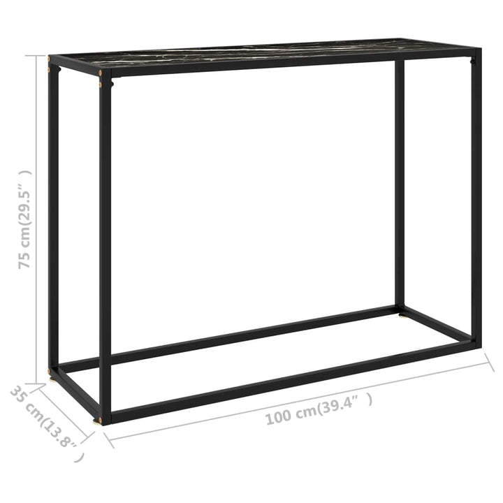 konsolbord 100x35x75 cm hærdet glas sort