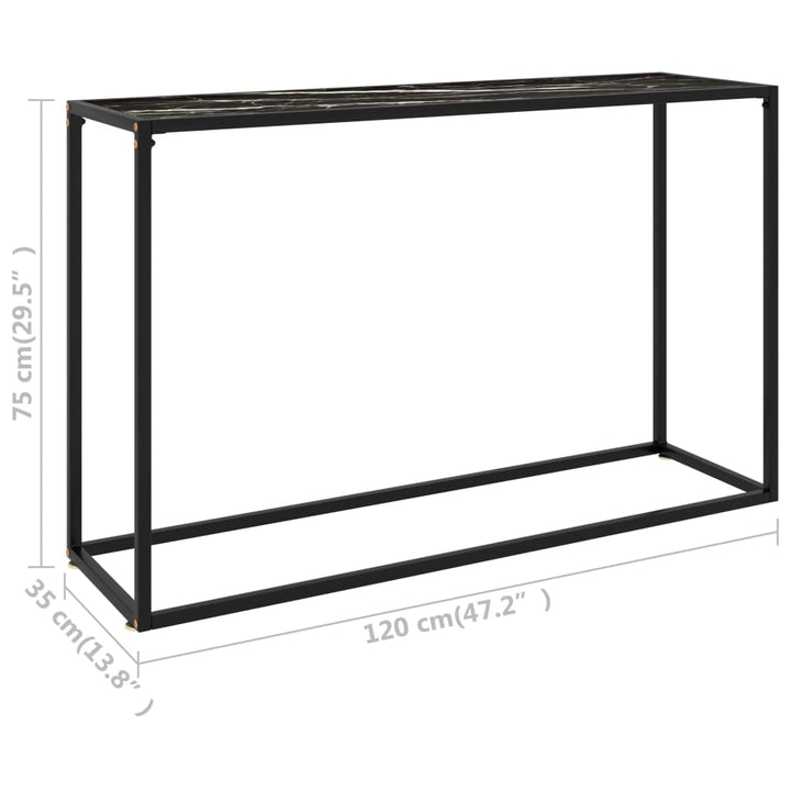 konsolbord 120x35x75 cm hærdet glas sort