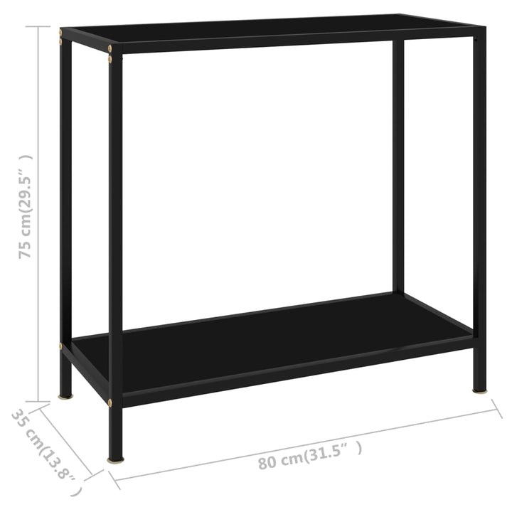 konsolbord 80x35x75 cm hærdet glas sort