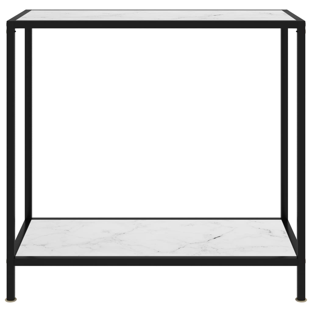 konsolbord 80x35x75 cm hærdet glas hvid