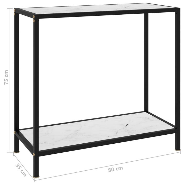 konsolbord 80x35x75 cm hærdet glas hvid