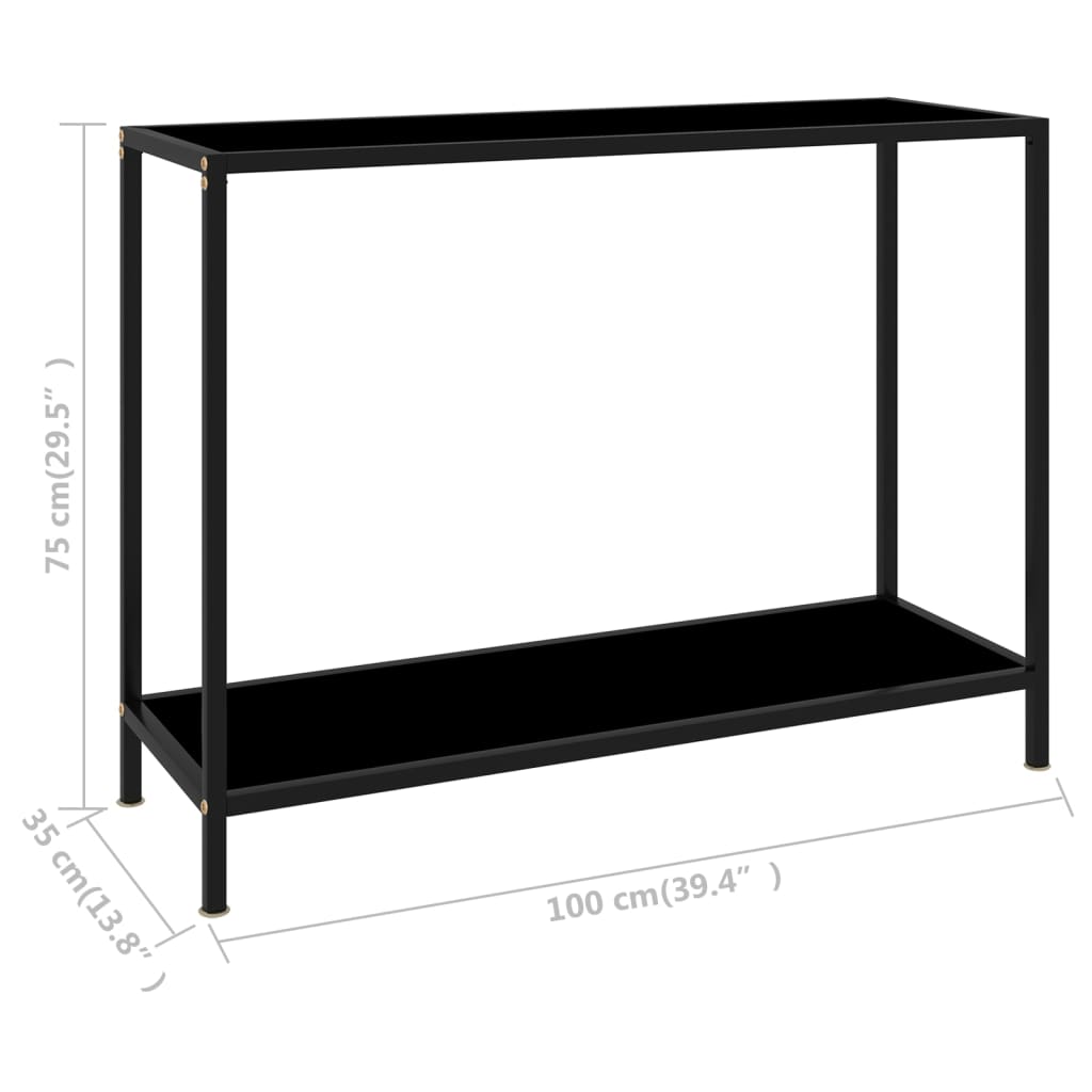konsolbord 100x35x75 cm hærdet glas sort