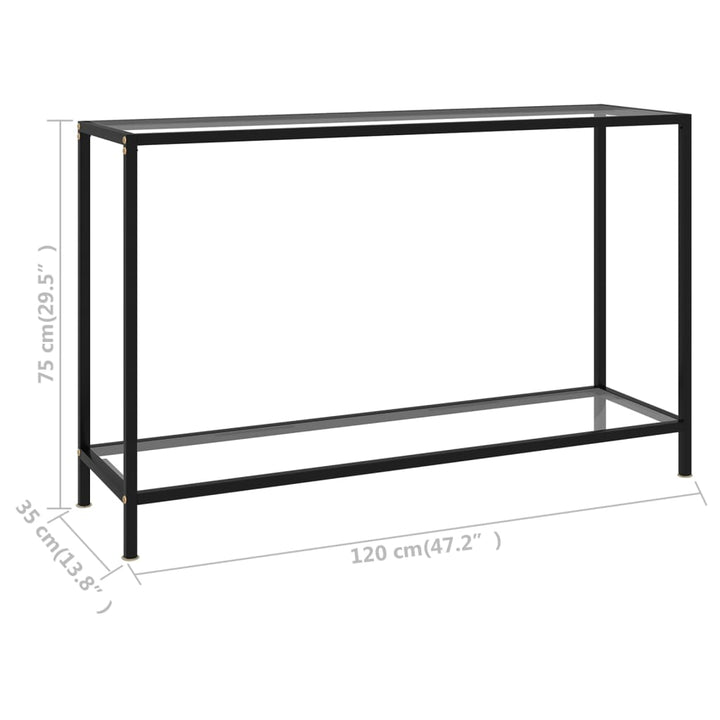 konsolbord 120x35x75 cm hærdet glas transparent