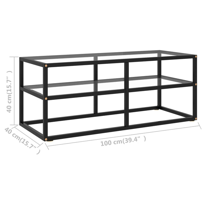 tv-bord 100x40x40 cm hærdet glas sort