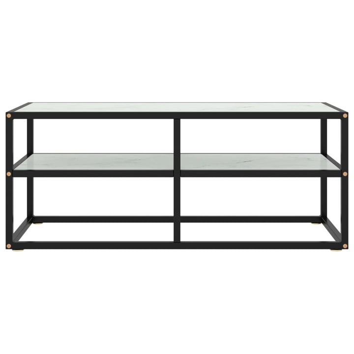 tv-bord 100x40x40 cm hvidt marmorglas sort