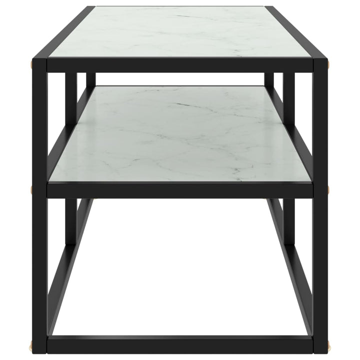 tv-bord 100x40x40 cm hvidt marmorglas sort