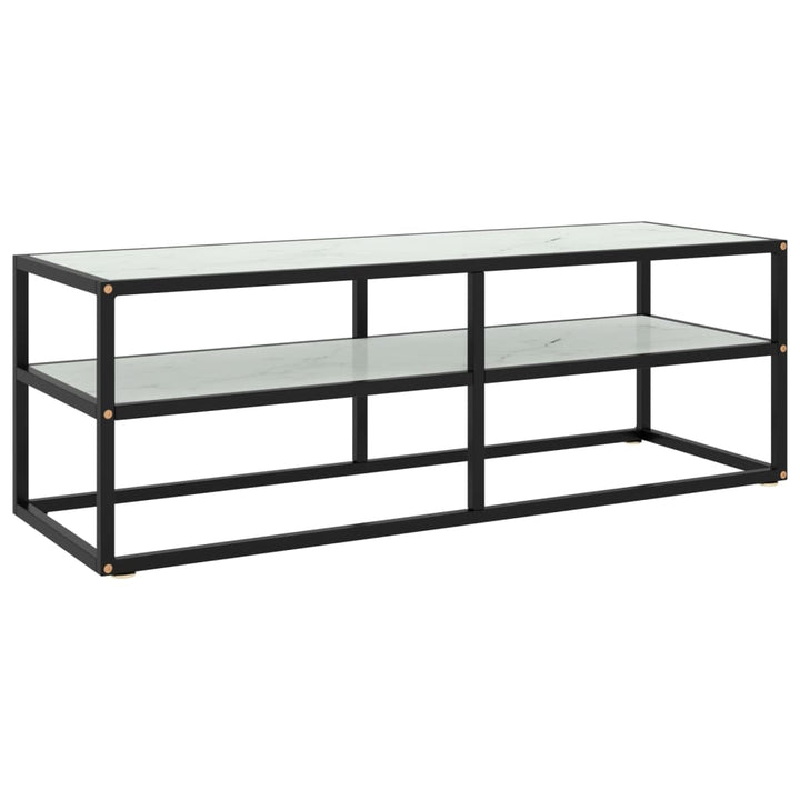 tv-bord 120x40x40 cm hvidt marmorglas sort