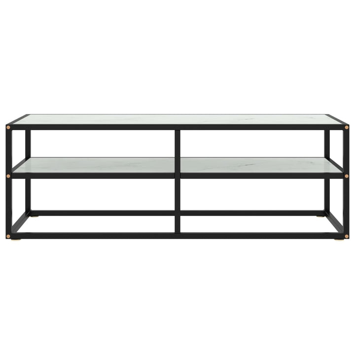 tv-bord 120x40x40 cm hvidt marmorglas sort