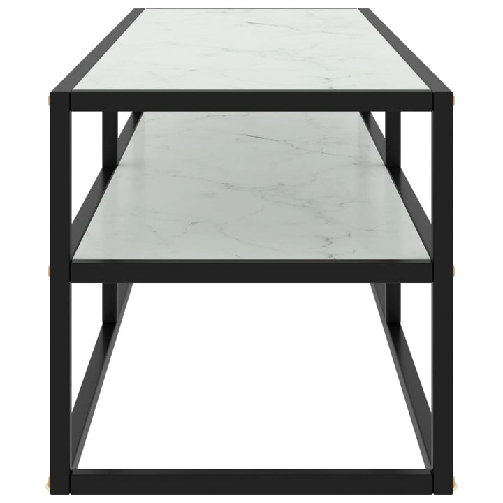 tv-bord 120x40x40 cm hvidt marmorglas sort