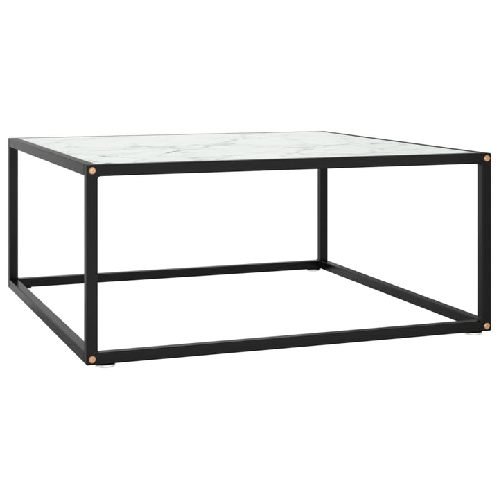 tebord 80x80x35 cm marmorglas hvid